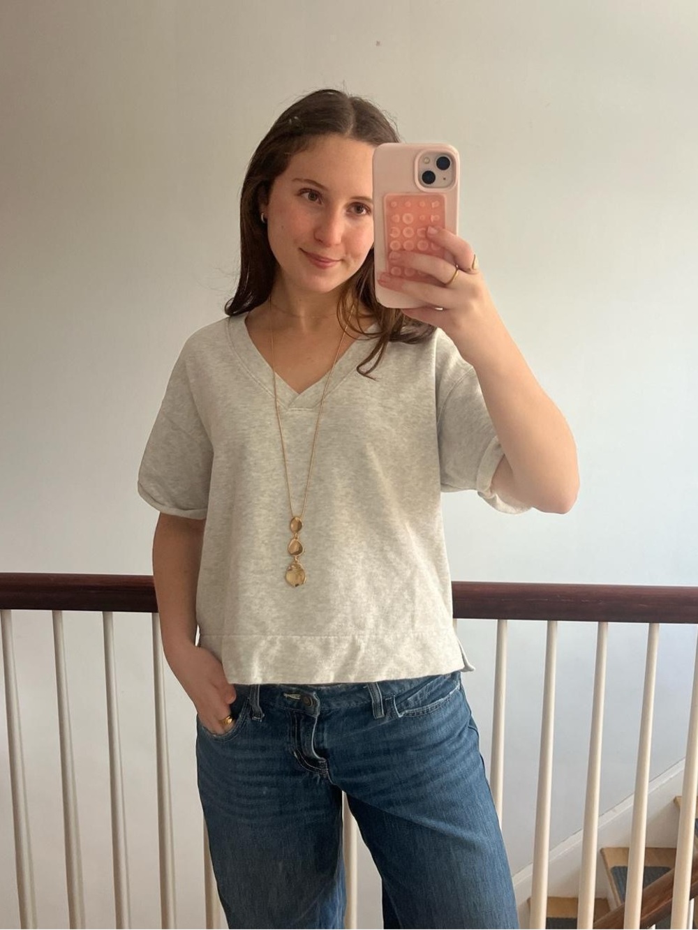 GAP Light Gray V-Neck Short Sleeve Tee